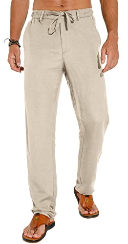Sailwind Men's Summer Beach Linen Pants Lightweight Elastic Waist Drawstring Loose Casual Pants
| Sailwind Men's Summer