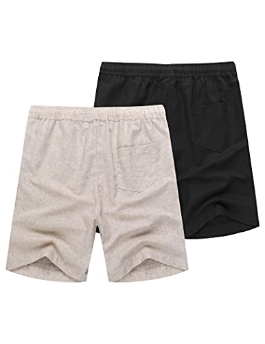 COOFANDY Men's Casual Linen Shorts for Summer Beach Elastic Waist Drawstring