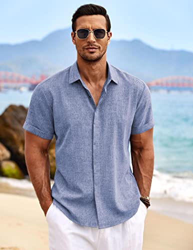 COOFANDY Men's Linen Short Sleeve Casual Shirts for Men Beach Summer Wedding
| COOFANDY Men's Linen Button Down Shirt C