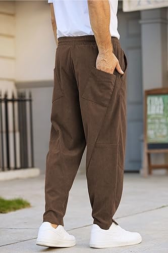 COOFANDY Men's Elastic Waist Drawstring Corduroy Pants for Fashion Casual Wear with 4 Pockets
COOFANDY Men's Loose Cordu